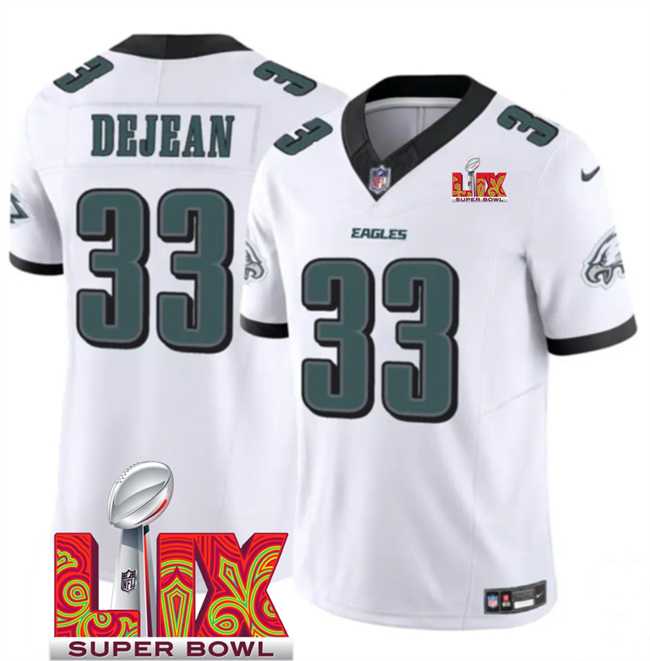 Men & Women & Youth Philadelphia Eagles #33 Cooper DeJean White 2025 Super Bowl LIX Patch New F.U.S.E. Vapor Untouchable Limited Stitched Jersey
